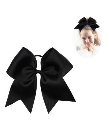 CN Large Cheer bow 8 Girls Ponytail Holders Jumbo Teams Cheerleaders Hair Bows Competition Sports Elastic Hair Ties Accessories (Black)