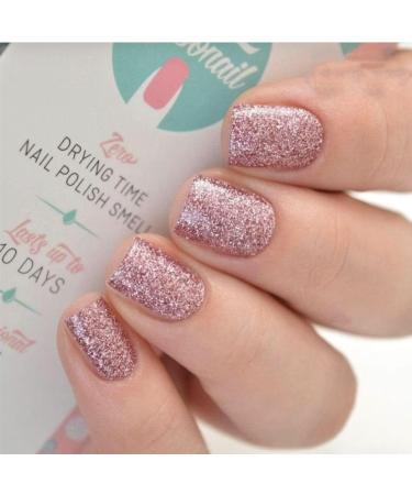 24Pcs/Set Brown Red Glitter Powder False Nails Acrylic Fake Nails Full Cover Nails Tips Artificial Finger Manicure Press on nails for Women and Girls