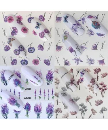 12 Sheets Variety Water Sticker Easy To Use Women Decoration Butterfly-shapeAnd Flowers Bloom Colorful Nail stickers - Buy Online on GoSupps.com