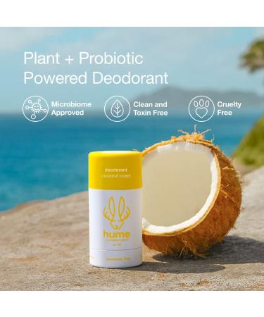 Hume Supernatural Aluminum Free Deodorant for Women & Men - Safe for Sensitive Skin - Probiotic Plant-Based Baking Soda Free Aloe & Cactus Flower Anti Sweat Stain & Odor - Coconut Coast 3-Pack - Buy Online on GoSupps.com