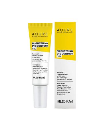 ACURE Brightening Eye Contour Gel | 100% Vegan | For A Brighter Appearance | Seaweed & Hibiscus Extract - Rejuvenates, Hydrates & Soothes | All Skin Types | 0.5 Fl Oz