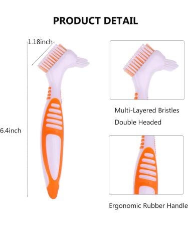 3-Piece Portable Denture Brush Set - Ergonomic Toothbrush for False Teeth Cleaning with Multi-Layered Bristles - Available in 3 Colors - Buy Online on GoSupps.com