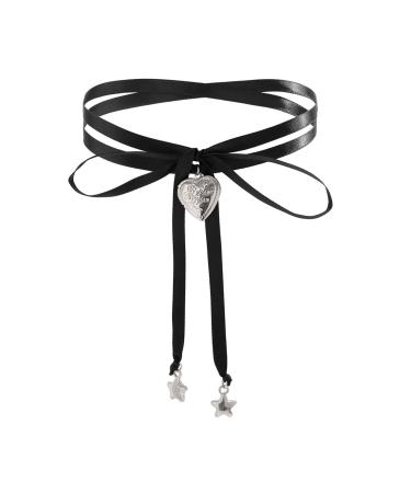 Oralgo's necklace with loop heart star for women band trailers necklace collarbone chain party jewelry accessory Christmas present black