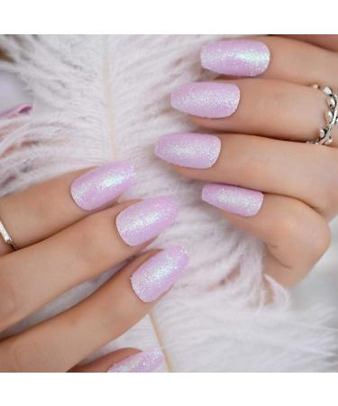 Light Violet Rainbow Artificial Nails | Coffin Ballerina Nail Tips | Glowing Sugar Decoration for Summer Beauty Salon Nail Art - Buy Online on GoSupps.com