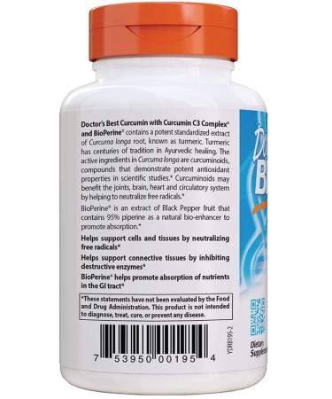 Doctor's Best High Absorption Curcumin with C3 Complex & BioPerine - 1000 mg, 120 Tablets - Buy Online on GoSupps.com