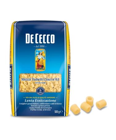 De Cecco Pack of 10 De Cecco 100% Italian Mezzi Tubetti Lisci pasta No. 63 500g