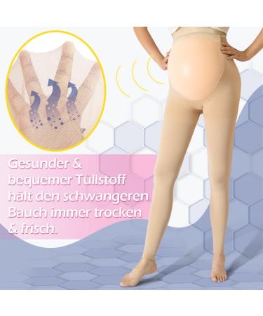 Pregnant Medical Compression Tights 20-30 mmHg | Class 2 Maternity Support Leggings with Abdominal Protection - Beige - Buy Online on GoSupps.com