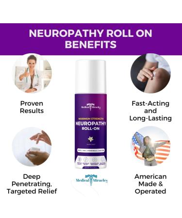 Medical Miracles Vanilla Neuropathy Relief Roll On - Made in USA | For Hips, Joints, Neck, Back, Elbows, Fingers, Hands & Knees - Buy Online on GoSupps.com