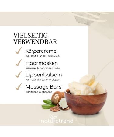 Premium Nature Trend Shea Butter 250g - Cold-Pressed Vegan Body Butter | Moisturizing Fragrance-Free Natural Cosmetics for All Skin Types - Buy Online on GoSupps.com