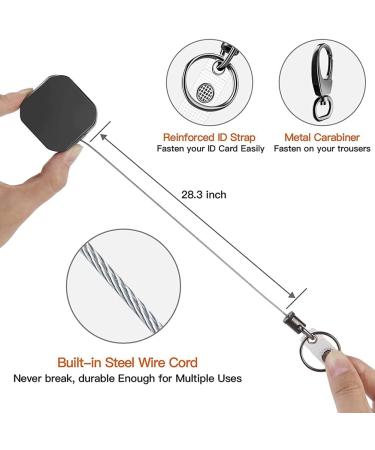 Haskoss Heavy Duty Metal Retractable Carabiner Belt Badge Reel | 28.3Inch Steel Wire Cord - Buy Online on GoSupps.com