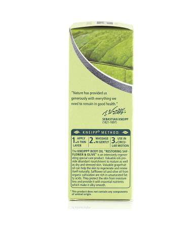 Kneipp Restoring Safflower & Olive Body Oil 3.38 Fl. Oz - Buy Online on GoSupps.com