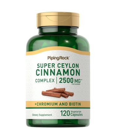 Piping Rock Ceylon Cinnamon Complex | 2500mg | 120 Capsules | Plus Chromium Biotin | Extract Supplement | Vegetarian, Gluten Free, Non-GMO