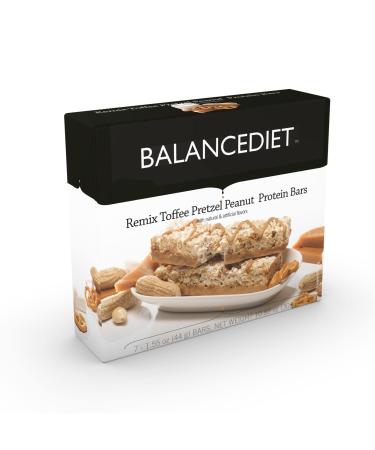 BalanceDiet™ | Protein Bar | 15g of Protein | Low Carb | 7 Bar Box (Remix Toffee Pretzel Peanut Protein Bar)