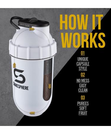 ShakeSphere 24oz Protein Shaker Bottle - Matte White with Black Window - BPA-Free - Buy Online on GoSupps.com