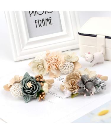 Baby Girl Flower Nylon Headband-Elastic Hair Band Handmade Bow For Newborn Infant Toddler Pack of 3 (Multicoloured) 1-Multicoloured - Buy Online on GoSupps.com