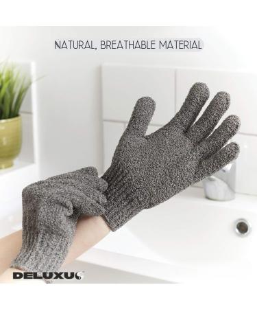 Bamboo Exfoliating Gloves - Eco-Friendly Body Scrub Mitts for Smooth Skin - Gentle Exfoliation for Ingrown Hair and Dead Skin - Blue Microfibre Bath Glove - Buy Online on GoSupps.com