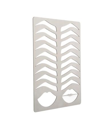 Brow Lips Template Brushed Silver Easy Cleaning Durable Stainless Steel Eyebrow Lip Stencils Thickened for Salon