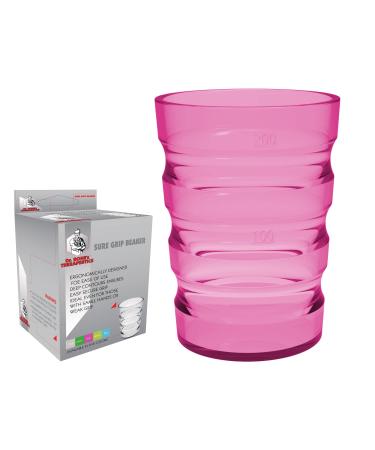 Dr. Bone's Therapeutics 200 ml Clear Non Spill Cup Portable Travel Mug for Children Elderly and Disabled Adult Drinking Cup/Beaker/Mug/Sippy Cup for Disabled Adults for Better Grip (Pink)
