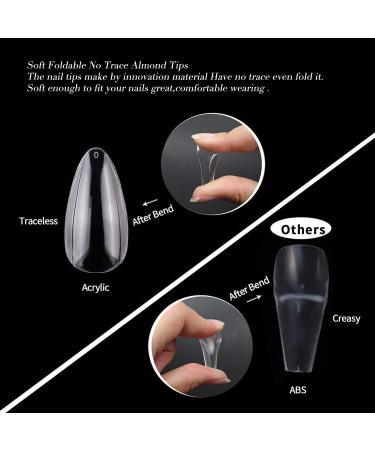 UNA GELLA Almond Press on Nails - 216pcs | Pre-shaped Gel Nail Tips for Full Cover Almond Acrylic Nails - 12 Sizes | False Gelly Tips Clear Gel Almond - 504pcs - Buy Online on GoSupps.com