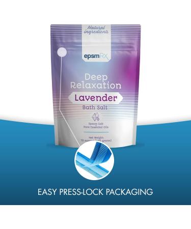 epsmRx Deep Relaxation Bath Salt 15 Oz - Lavender Essential Oil Epsom Salt Bath Soak - 15 Ounce Pack - Buy Online on GoSupps.com