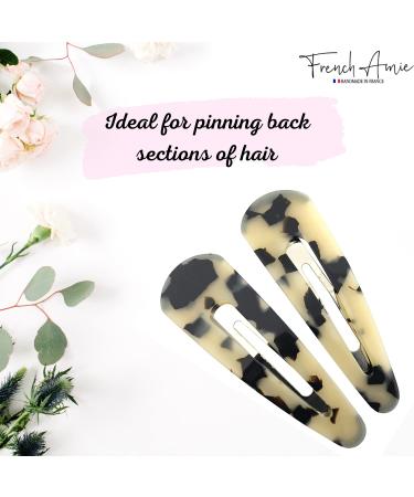 French Amie Clic Clac White Tokyo Large Handmade Celluloid Hair Clips Set - Strong Hold Barrettes for Girls and Women | Handmade in France - Buy Online on GoSupps.com