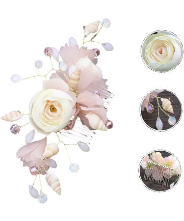 Angoily Bridal Hair Comb Crystal Hair Comb Flower Hair Comb Rhinestone Hair Barrette Hanfu Headwear Tiara Flower Hair Insert Comb Pink Zircon The Flowers Bride Spun Yarn - Buy Online on GoSupps.com