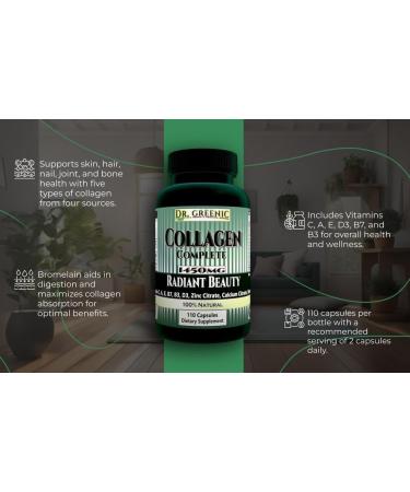 DR. GREENIC Collagen Complete | Multi-Collagen Type I II II V X Vit C A E D3 B3 B7 Calcium Zinc Bromelain Bamboo Silica | GMP & HACCP Certified | cGMP Compliant - Buy Online on GoSupps.com