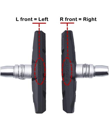 Hotop V Bike Brake Pads - 2 Pairs with Hex Nuts & Spacers | 70mm Black Bicycle Brake Blocks Set - Buy Online on GoSupps.com