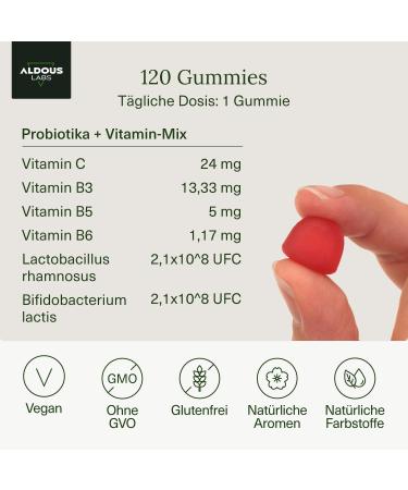Probiotic Gummies for Gut Health | 120 Blackberry-Flavored Chews | Bifidobacterium & Lactobacillus | Supports Digestion & Reduces Flatulence | Vitamin-Enriched | Perfect for Gummy Bear Lovers - Buy Online on GoSupps.com