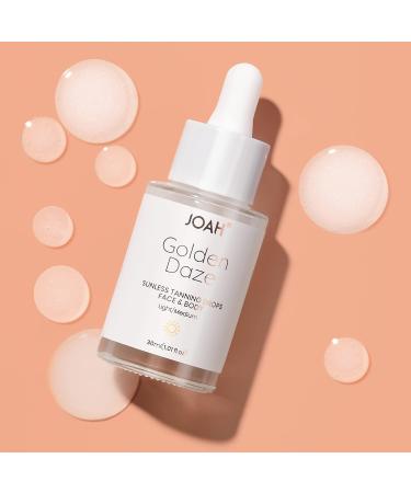 JOAH Self Tanner Sun & Seoul Golden Daze Sunless Tanning Drops Moisturizing Self Tanning for Face & Body Vegan & Cruelty-Free Light/Medium 30ml (1.01 Fl. oz.) Light Medium - Buy Online on GoSupps.com