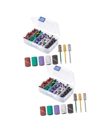 Healeved 2 Sets Nail Polish Set Drill Bits for Nails White Sanding Bands for Nail Drill Manicure Buffing Nail Tool Nail Sand Rings Refill Nail Files Manicure Polisher Buffer Nail Bits Alloy