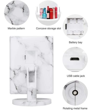 Large Tri-Fold Makeup Vanity Mirror with Lights - 72 LED, 3 Color Lighting, 1x 2X 5X 10x Magnification, Touch Screen Switch - Dual Power Supply - Marble - Buy Online on GoSupps.com