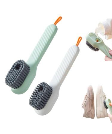 2 in 1 Multifunction Cleaning Brush 2024 New Cleaning Brush with Soap Dispenser Liquid Filled Laundry Brush Suitable for Home Cleaning (White + Green)
