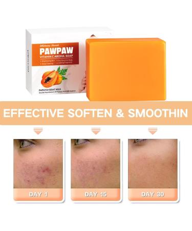 PAWPAW Soap Bar Papaya Natural Soap Bar Handmade Soap Bar For Face & Body Vitamin C Face Wash Soap Skin Brightening Papaya Soap Bar for Dark Spots Remove Acne Blackheads - Buy Online on GoSupps.com