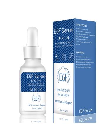 EGF Serum For Face - Brightening and Moisturizing for All Skin Types - Reduces Wrinkles Hyperpigmentation Dryness and Dullness - Targets Anti-Aging - For Face Neck and Chest - 1 fl oz