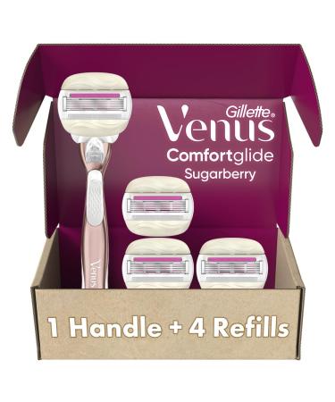 Gillette Venus Comfortglide plus Olay Sugarberry Women's Razor with Rose Gold Metal Handle Blade Refills - 5 Count