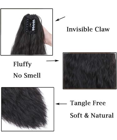 24" Long Ponytail Extensions Yaki Synthetic Claw Clip in Pony Tails Corn Wave Ponytail Curly Hairpiece for Women Natural Black 24inch (Pack of 1) Yaki-Natural Black - Buy Online on GoSupps.com