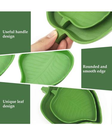 Reptile Leaf Food Water Bowl Green Tortoise Water Dish Food Feeding Plate Turtle Terrarium Accessories Outside for Lizards Hamsters Snakes Pet Aquarium Ornament (Large) - Buy Online on GoSupps.com
