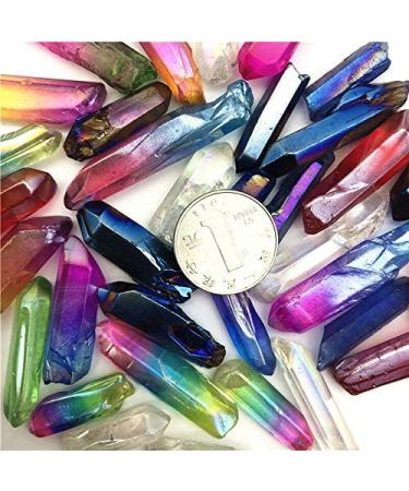 100g Colorful Titanium Aura Lemurian Seed Quartz Crystal Stone Point Specimen Elecrtoplated Crystals Crafts Stones - Buy Online on GoSupps.com