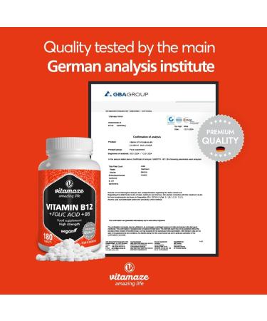 VISPURA Vitamin B12 1000 mcg Methylcobalamin + B6/Folic Acid 180 Vegan Tablets - Energy Boost, Mood Enhancement, Focus - Organic Supplement - 180 Count - Buy Online on GoSupps.com