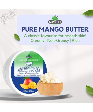  MYOC Mango butter - cosmetic grade | Soft non-greasy butter for DIY skincare haircare and body care formulations | For creams balms and conditioners - 200 g / 7.05 oz - Buy Online on GoSupps.com