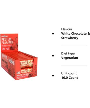 Uncle Jack's Protein Flapjacks - 16 x 100g - 18g Protein - Vegetarian (White Chocolate & Strawberry) - Buy Online on GoSupps.com