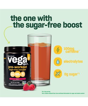 Vega Sport Sugar Free Pre-Workout Energizer Berry - 4 oz | Energy & Focus | Electrolytes | Vegan, Keto, Gluten-Free, Non-GMO - Buy Online on GoSupps.com