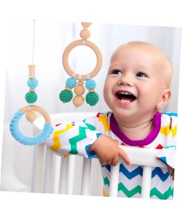 SAFIGLE 4pcs Stroller Yarn Bead Pendant Wooden Crib Set - Handmade Activity Nursing Game for Stuffed Wood Bed and Rattle - Buy Online on GoSupps.com