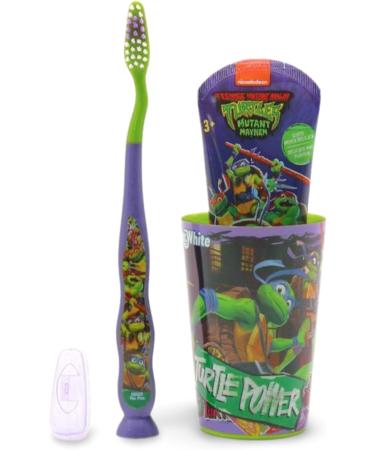 Mr. White Ninja Turtle Pouch Set for Kids 3+ Years - Travel-Friendly Toothbrush and Toothpaste Set with Beaker - Buy Online on GoSupps.com