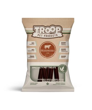 Troop Pet Products Beef Collagen Stick Natural Single Ingredient Dehydrated Dental Chew 6" (Pack of 5)