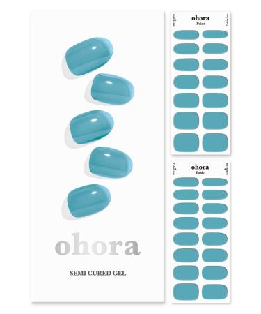 ohora Semi Cured Gel Nail Strips (N Tint Pool) - Blue Tint Works with Any UV/LED Nail Lamps Salon-Quality Long Lasting Easy to Apply & Remove - Includes 2 Prep Pads Nail File & Wooden Stick 04. N Tint Pool