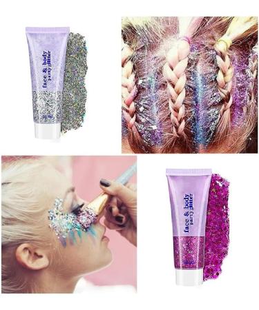 Buy 2 Color Neon Face & Body Glitter Gel - Holographic Makeup for Parties (Pink & White) - Glow Accessories - Buy Online on GoSupps.com