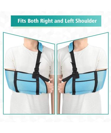 Buy Adjustable Adult Arm Sling - Breathable Shoulder Immobilizer with Storage for Injury Recovery - Blue - Buy Online on GoSupps.com