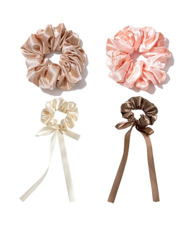 4 Pieces Large Intestine Scrunchies Silk Scrunchies Silk Scrunchies Satin Scrunchies Women'S Satin Scrunchies Women'S Silk Scrunchies Silk Scrunchies